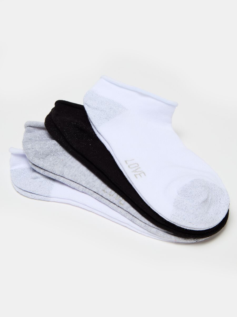 Five-pair pack shoe liners in organic cotton with lurex_2