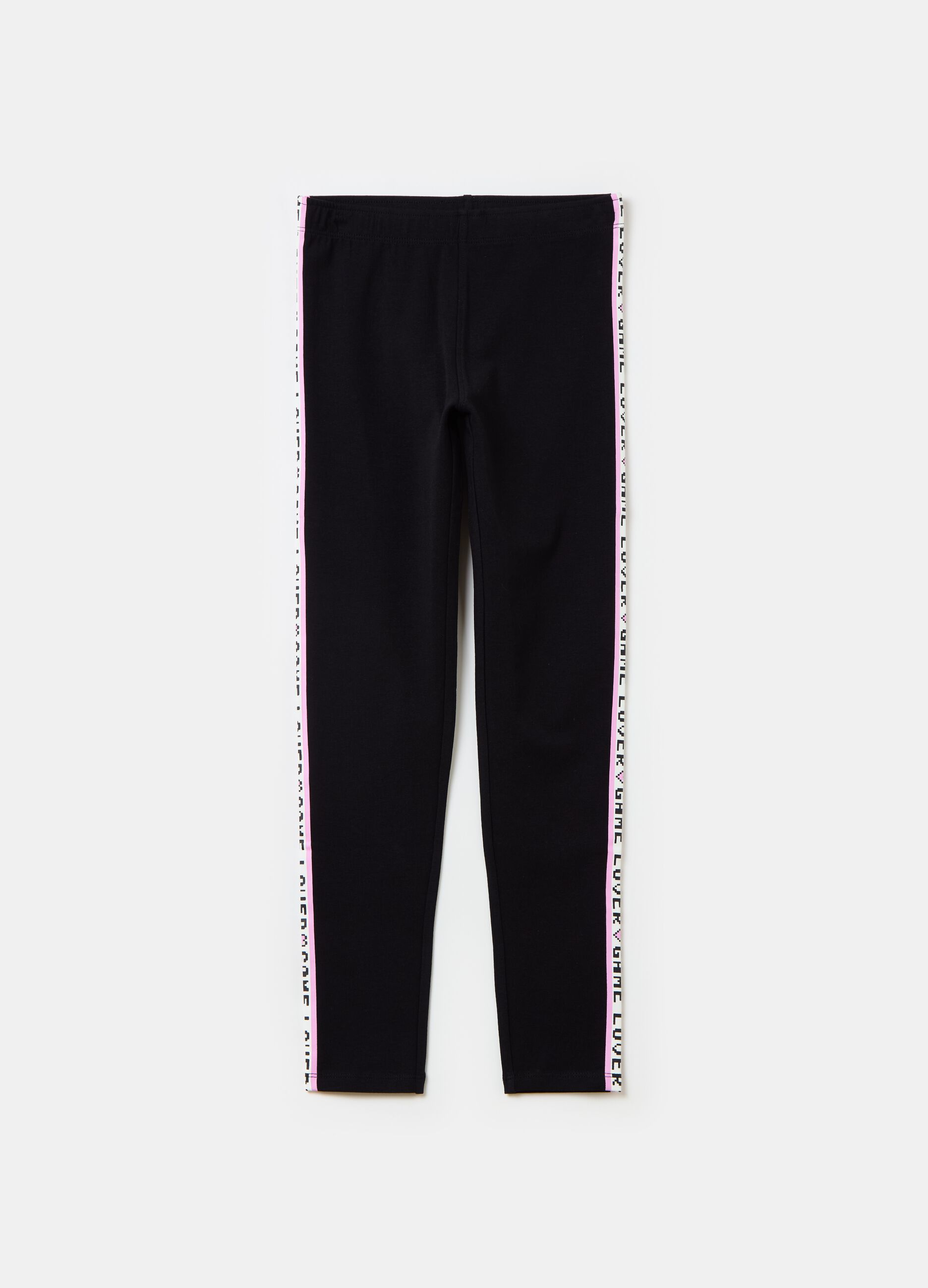 Leggings with contrasting colour side bands