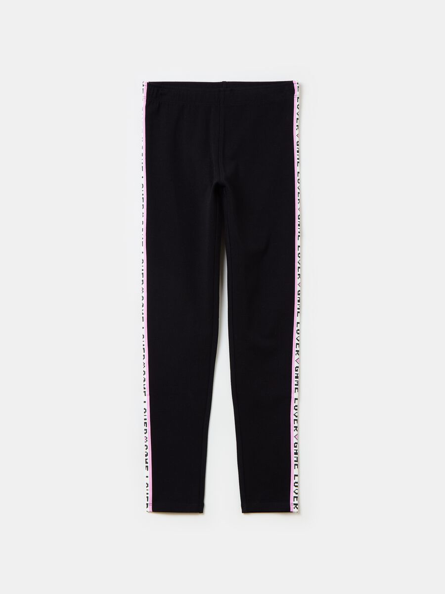 Leggings with contrasting colour side bands_1
