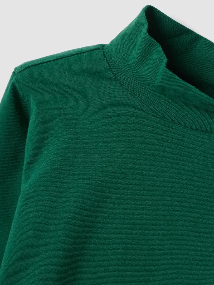 Green crew-neck T-shirt in stretch organic cotton_2