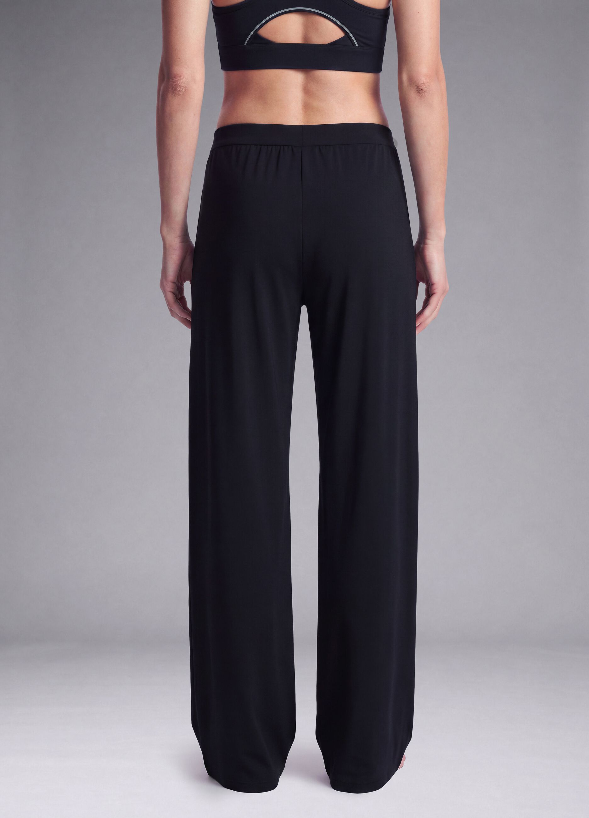 Blue stretch wide-leg trousers
