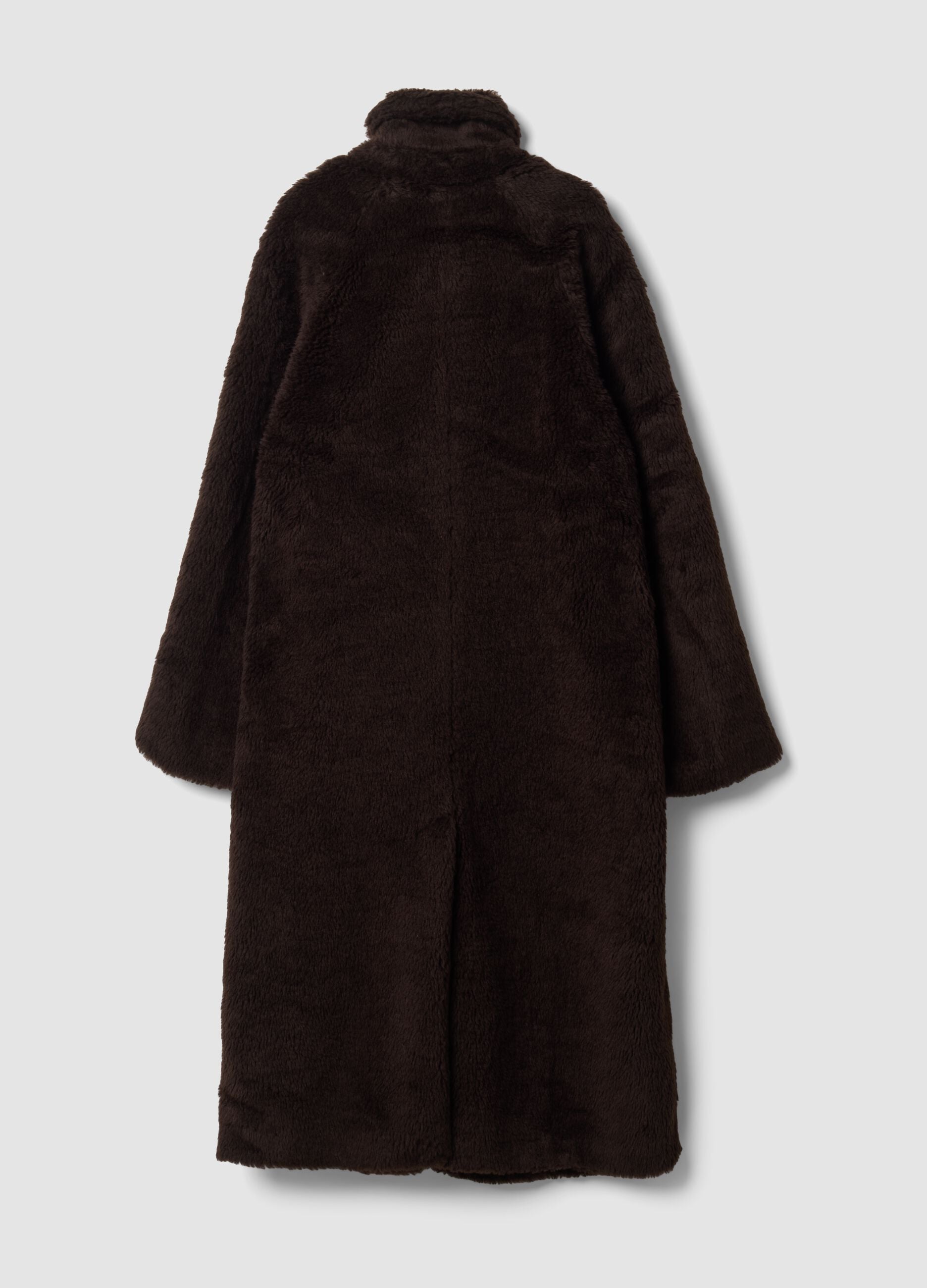 Brauner Teddy-Mantel aus Wollmix mit Oversize-Passform