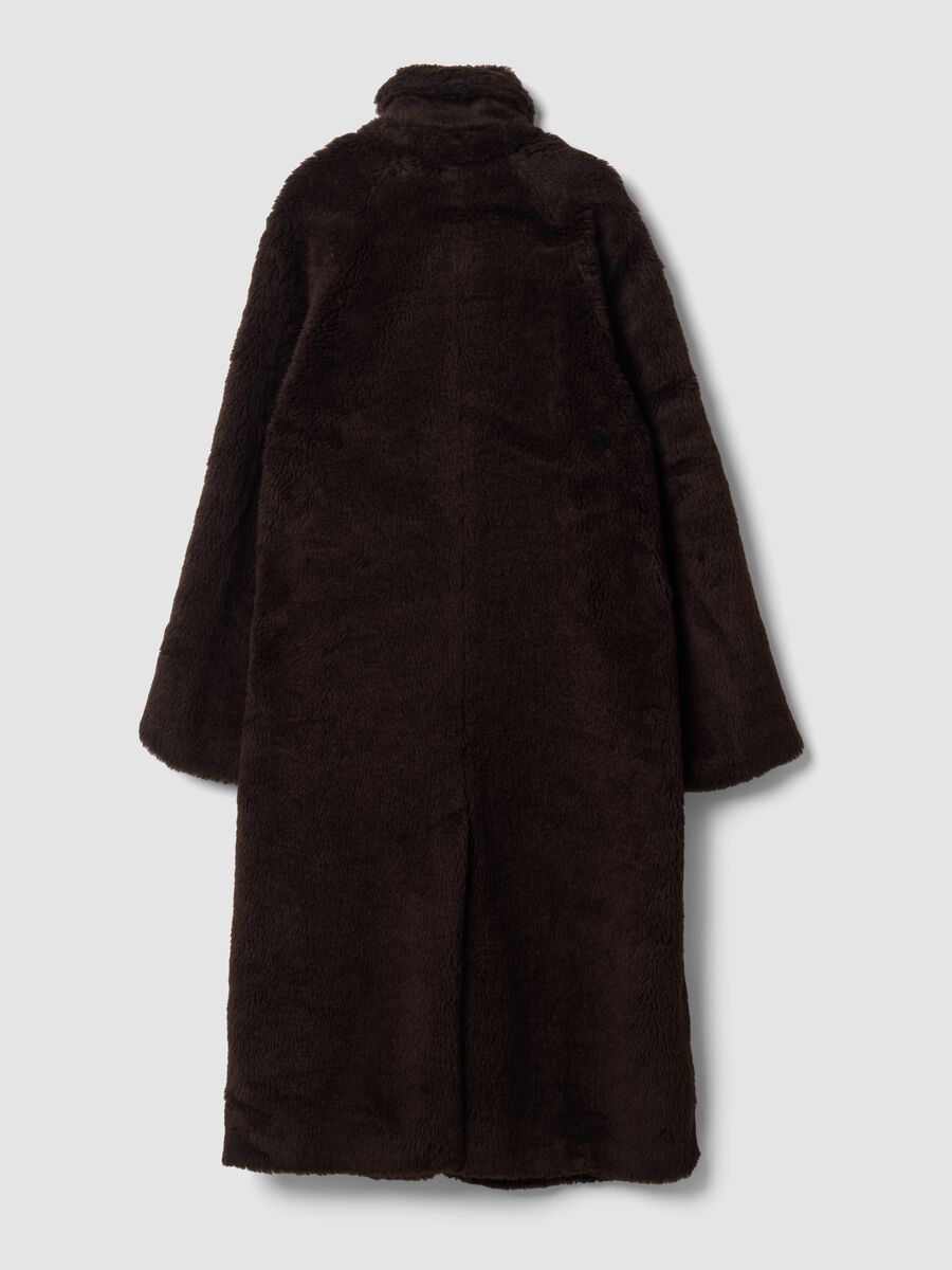 Brown wool-blend teddy coat with oversized fit_3