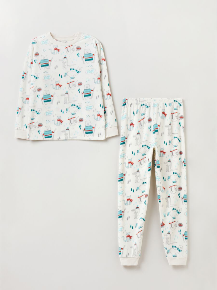 Fleece pyjamas with winter animals print_0