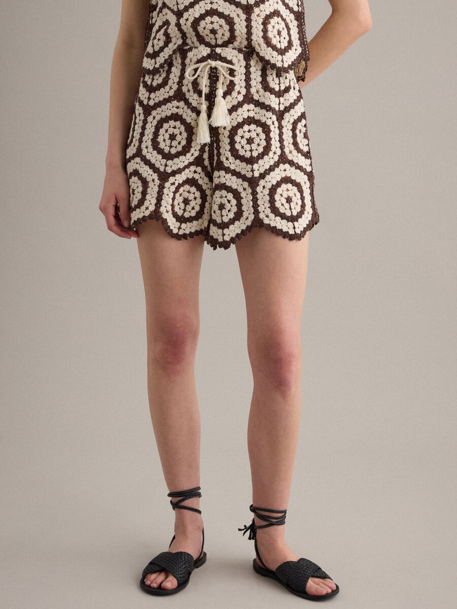 Multicolour crochet cotton-blend regular-fit shorts_1