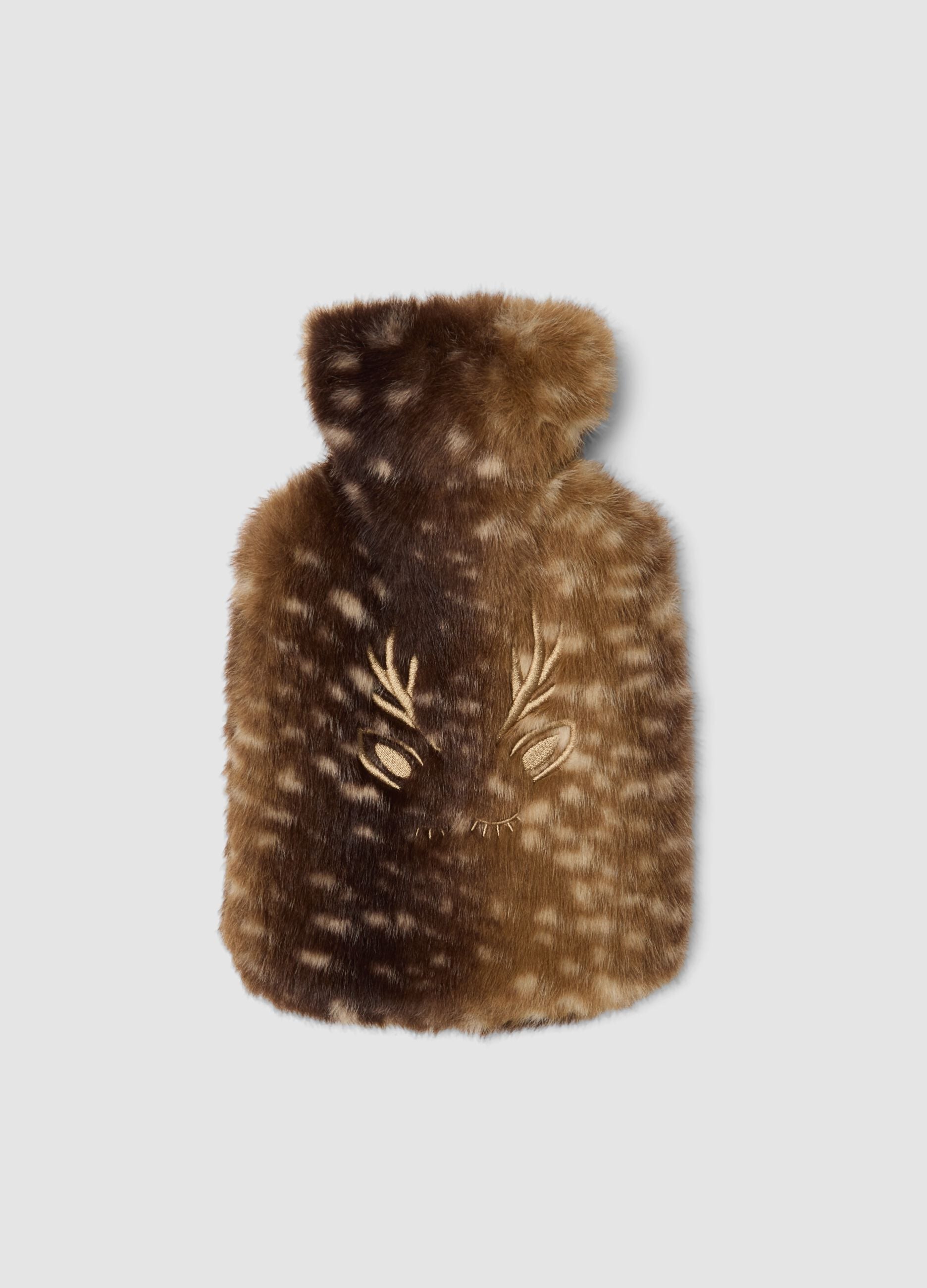 Brown hot water bottle with animal-print effect