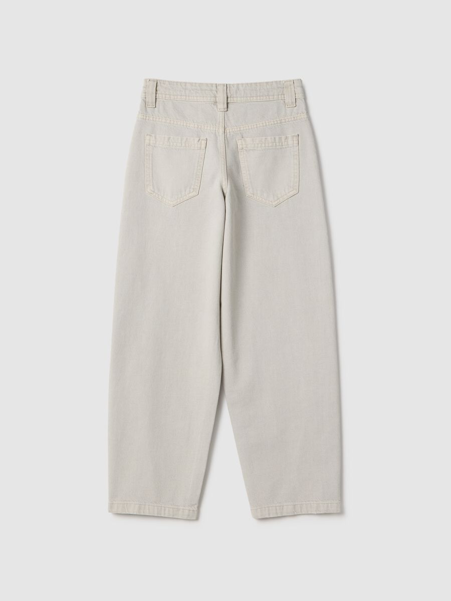 Grey pure cotton balloon fit jeans for girls_1