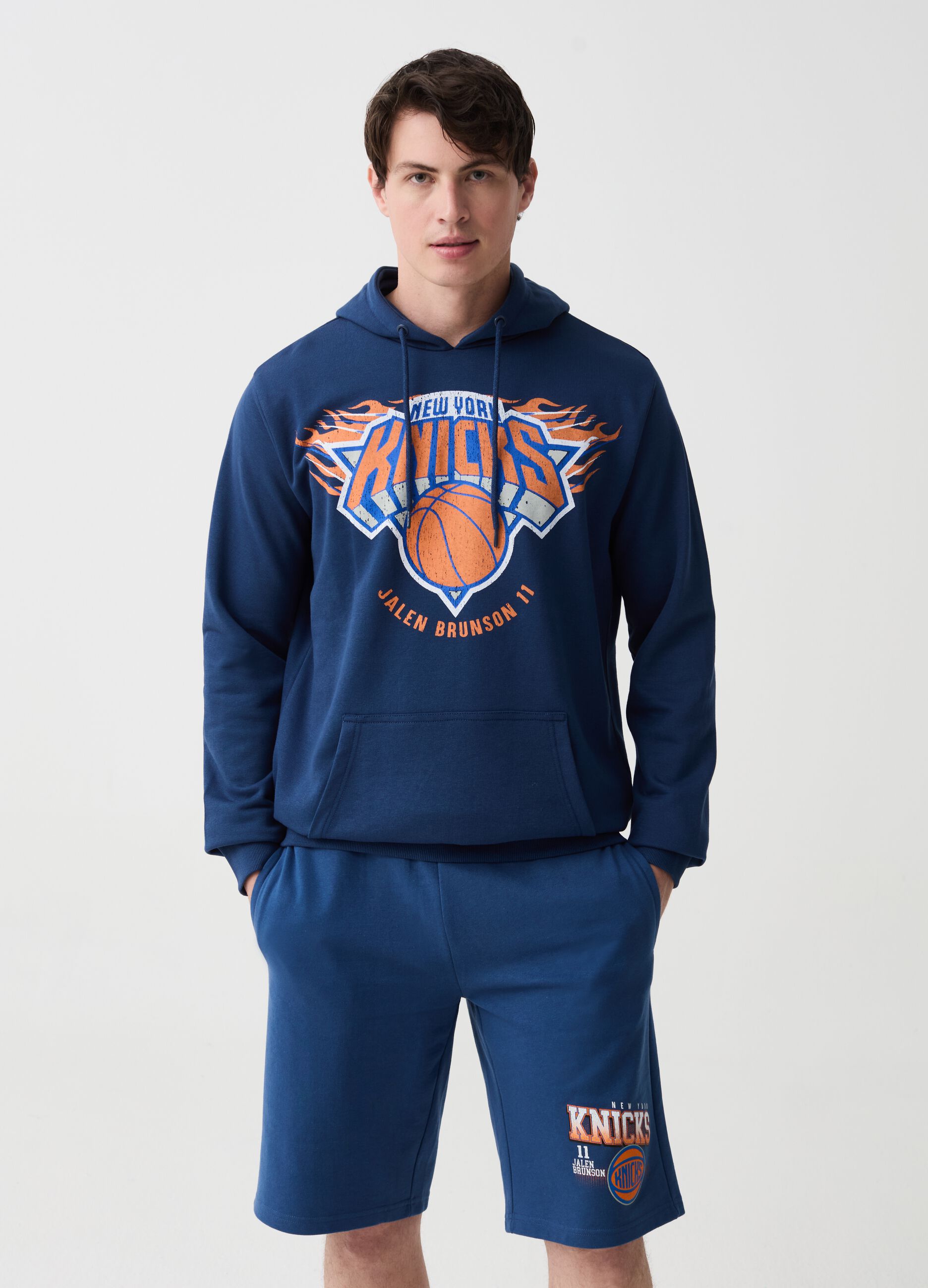 Felpa con cappuccio e stampa NBA New York Knicks