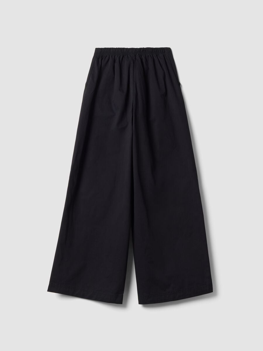 Blue parachute-fit trousers in pure cotton_2