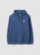 Blue hooded sweatshirt in cotton blend with logo_0