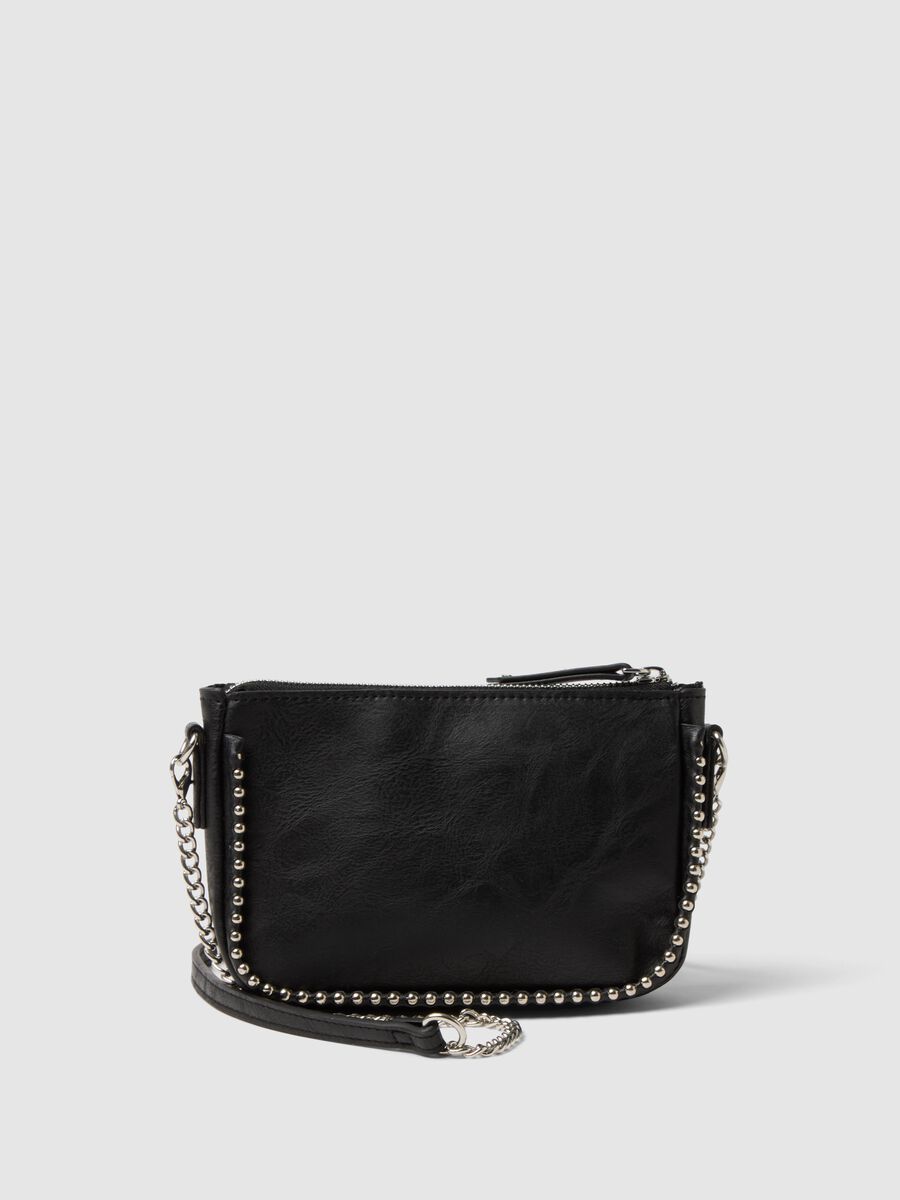 Girls' Black Shoulder Bag with Metallic Details_1