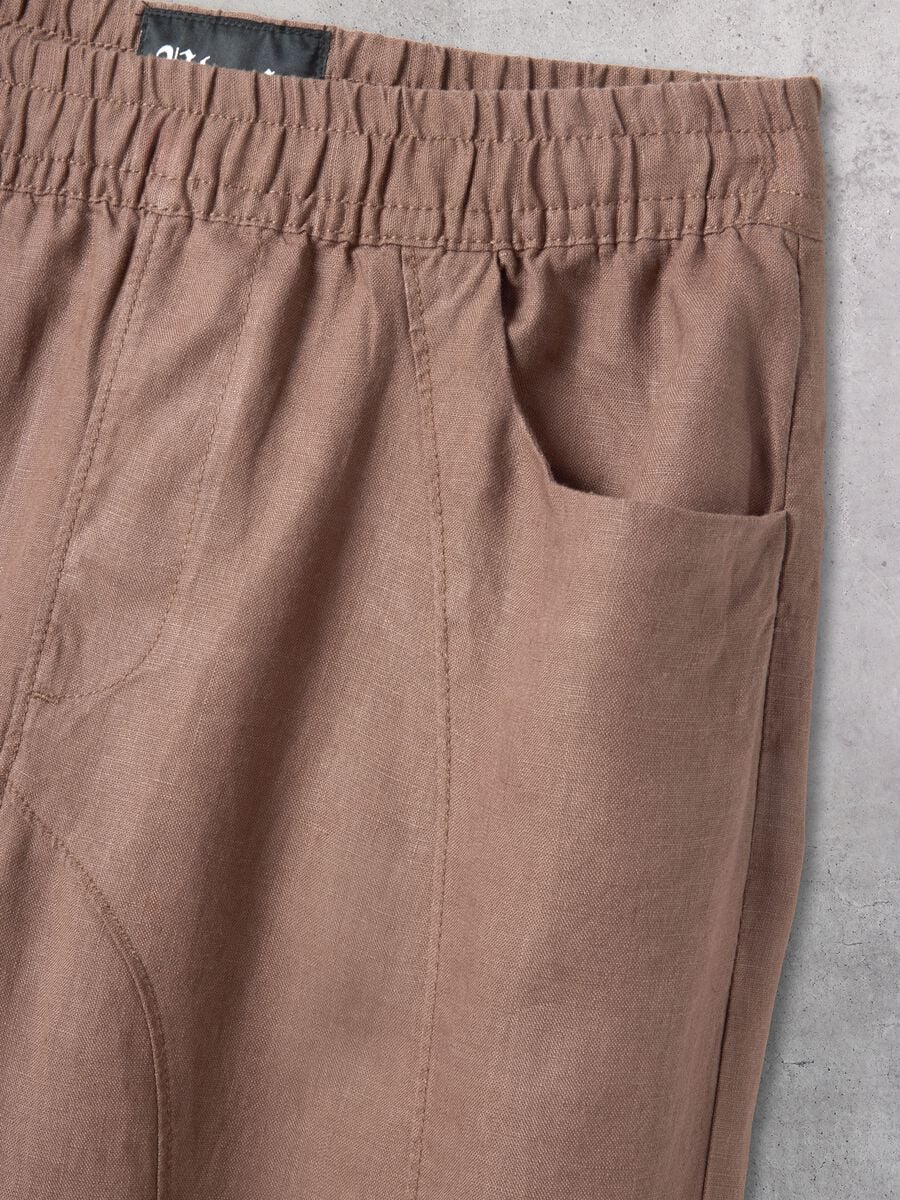 100% Linen Wide-Leg Trousers in Mocha_8