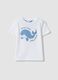 White pure cotton T-shirt with embroidered whale_0