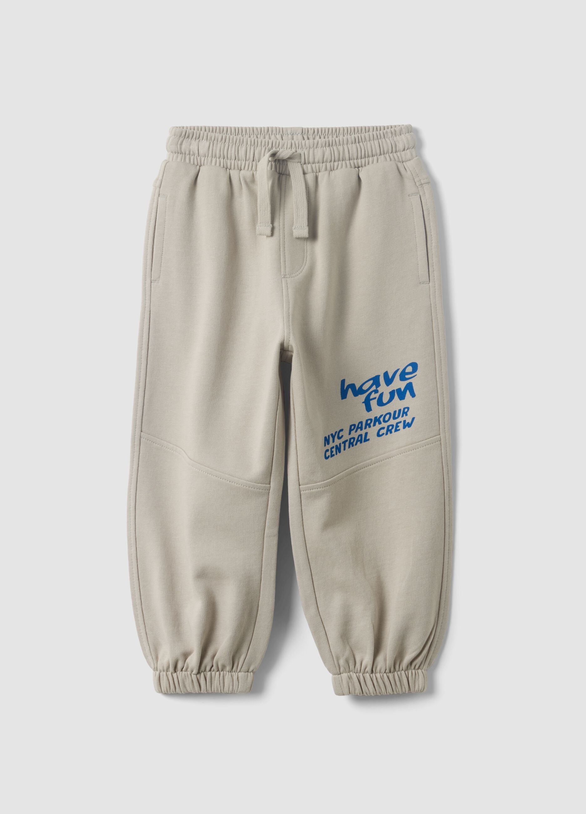 Grey jogger trousers in pure organic cotton for baby boy
