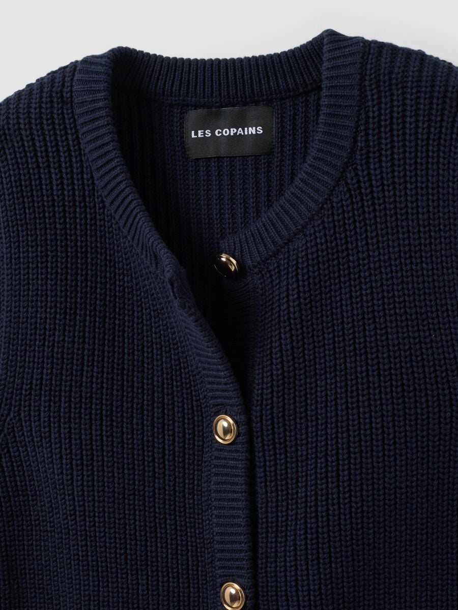 Blue pure-cotton knitted gilet in a regular fit_1