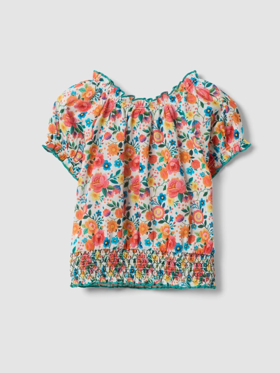 Girls' regular fit multicolour floral pure cotton blouse_4