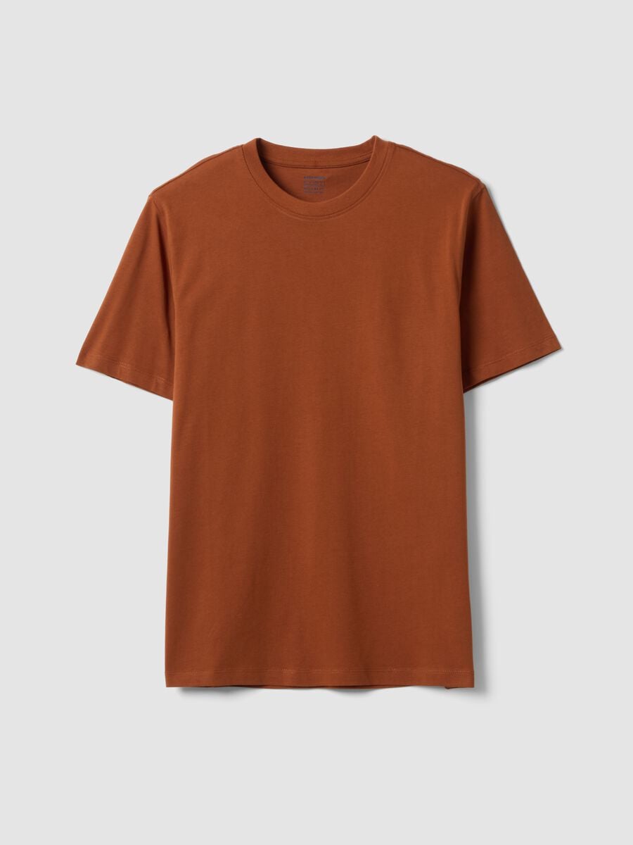 T-shirt marrone in puro cotone organico jersey regular fit_0