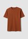 T-shirt marrone in puro cotone organico jersey regular fit_0