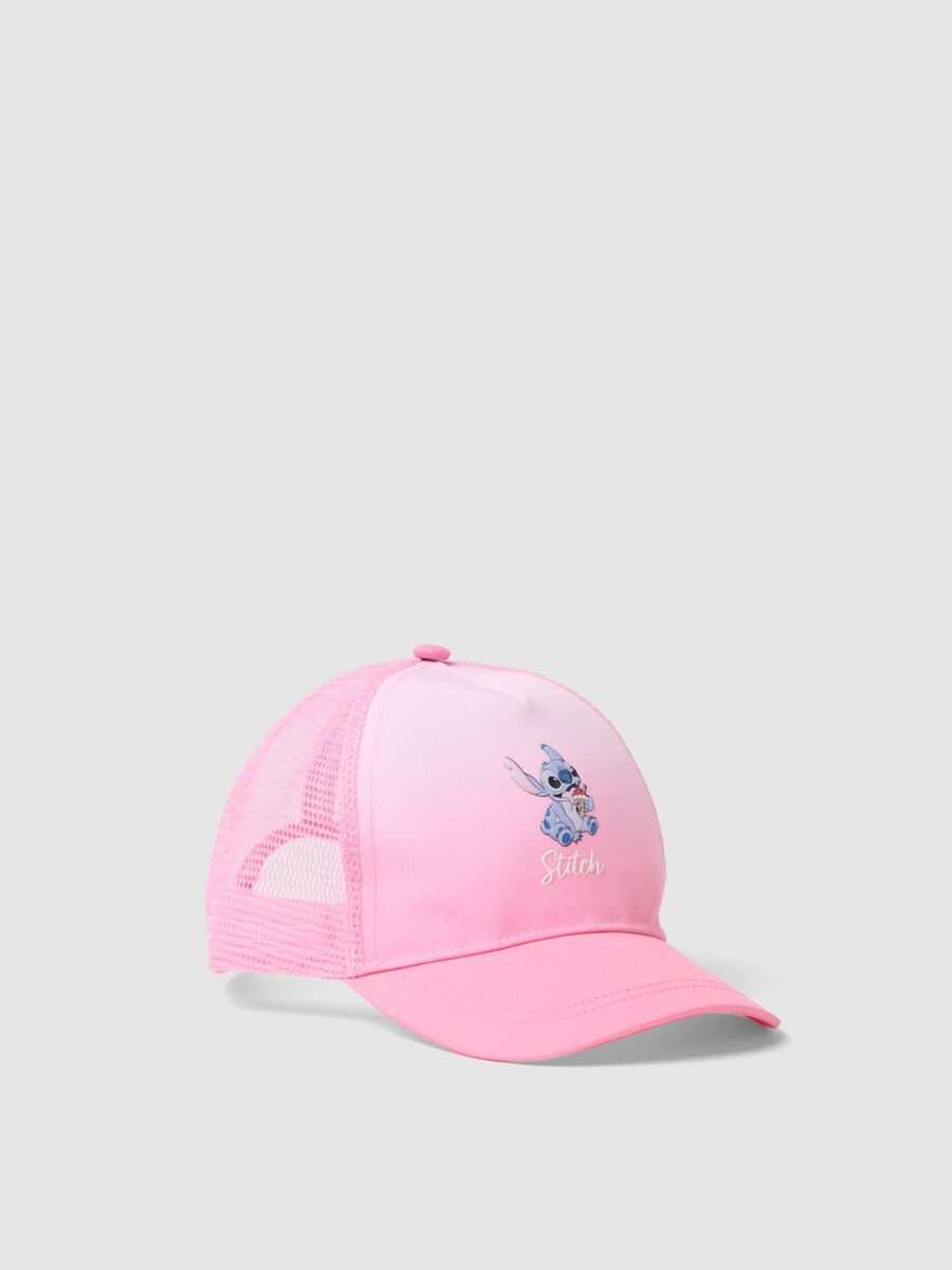 Girl's Pink Baseball Cap with Mesh Details and Stitch_0