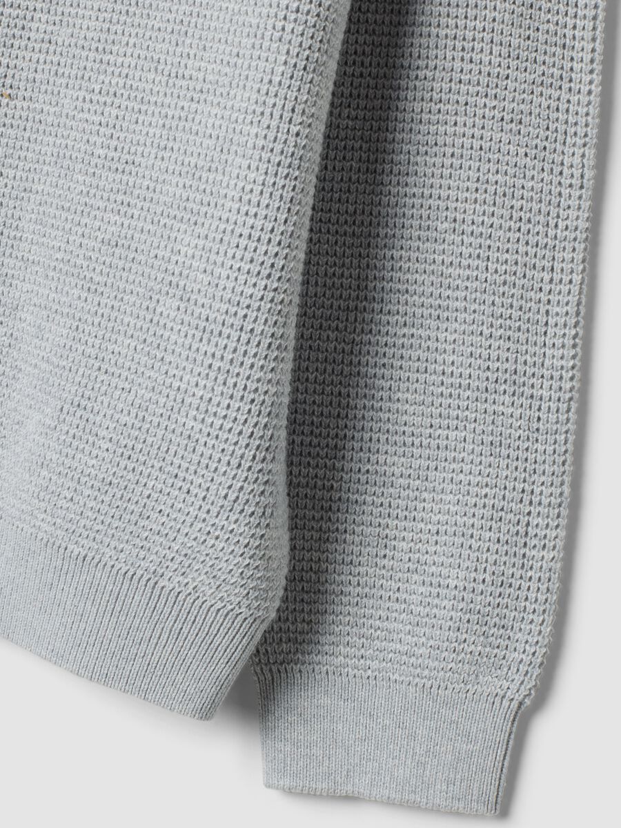 Maglia grigia in misto cotone girocollo lavorata a maglia_3