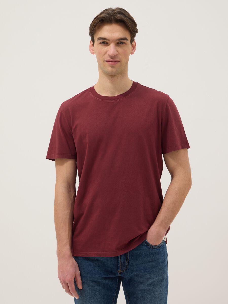 Burgundy pure cotton T-shirt_0