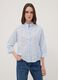 Light Blue Broderie Cotton Shirt with Mandarin Collar, Regular Fit_0