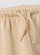 Beige pure cotton trousers with elasticated waist and print for baby girl_3