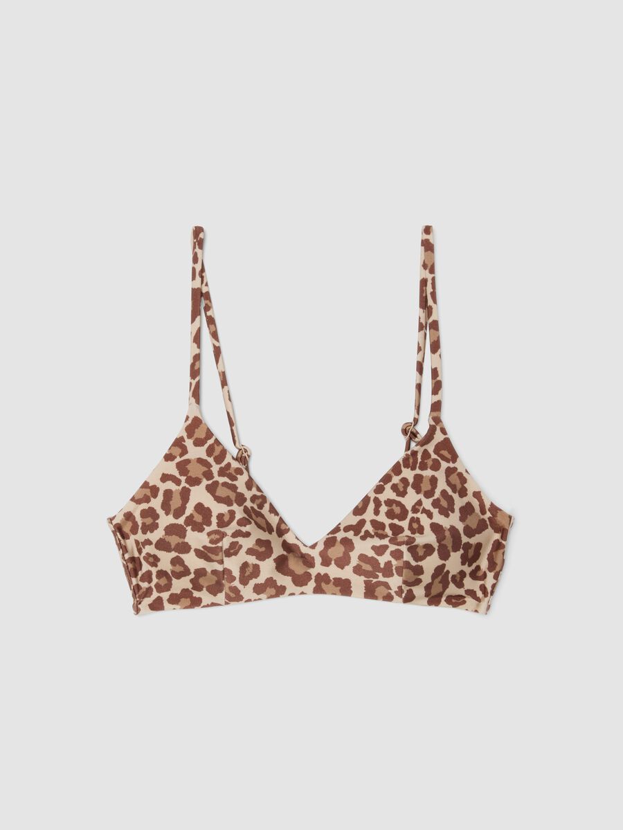 Multicolour leopard-print stretch bikini top_4