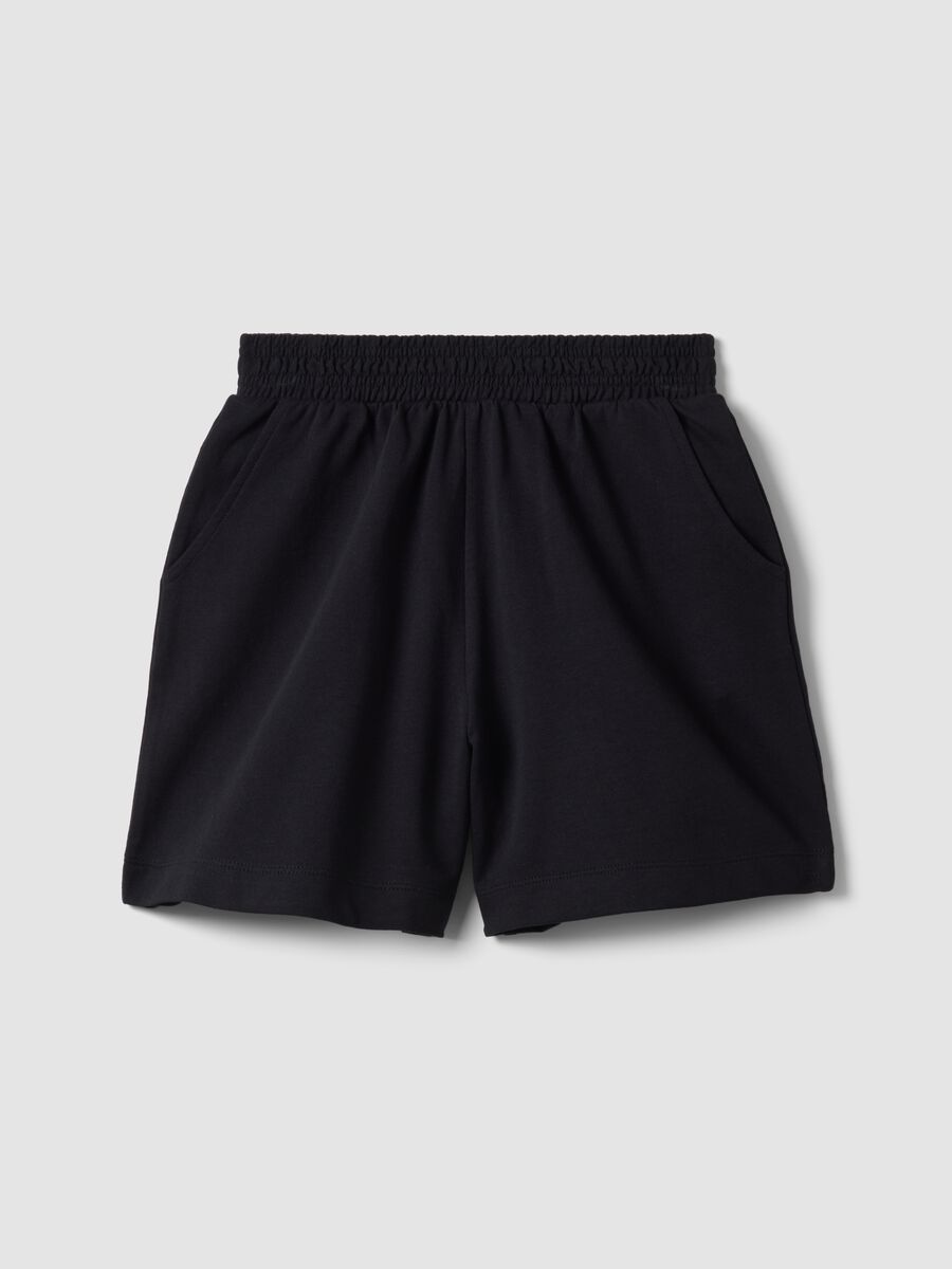 Girls' oversized fit pure cotton black shorts_3