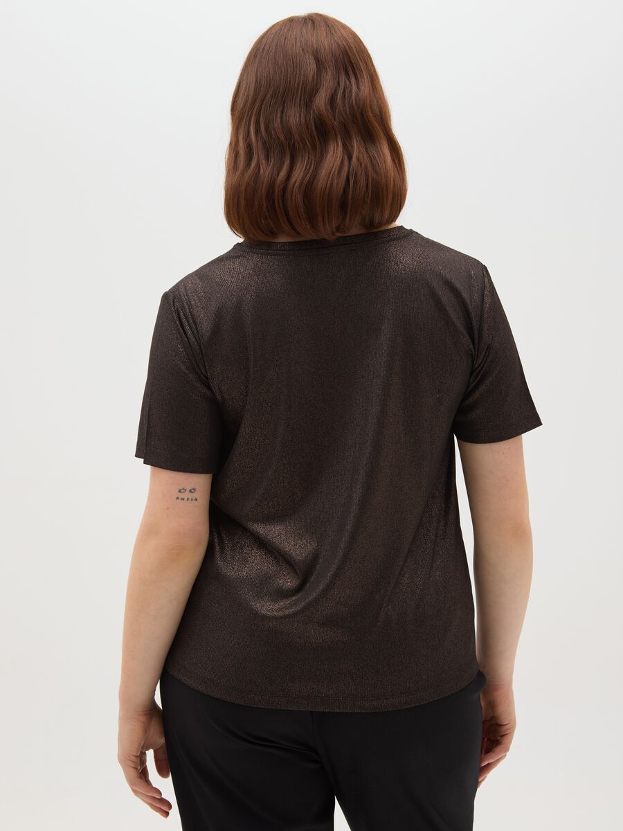 Regular fit metallic brown T-shirt_2
