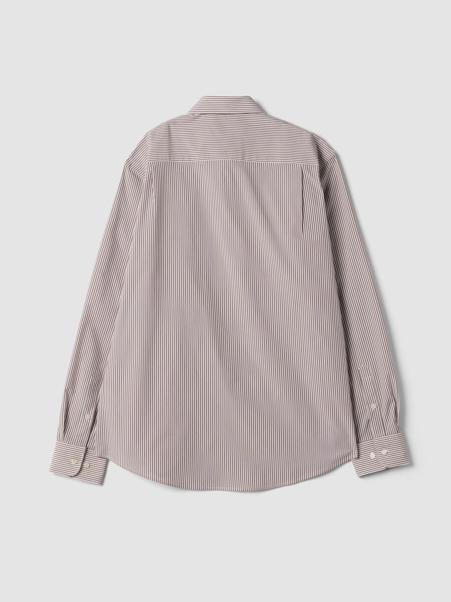 Brown striped easy-iron lyocell-blend poplin shirt_2