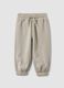 Grey jogger trousers in pure organic cotton with drawstring for baby boy_0