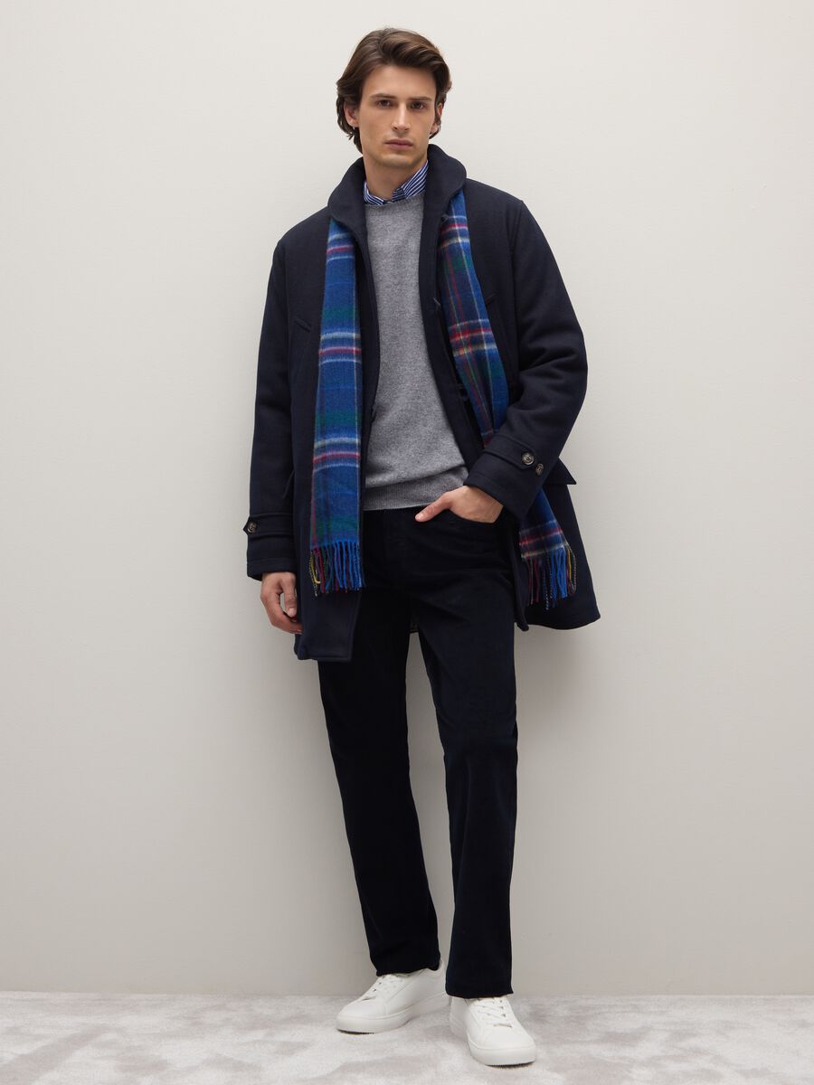 Blue regular fit parka jacket with zip_1