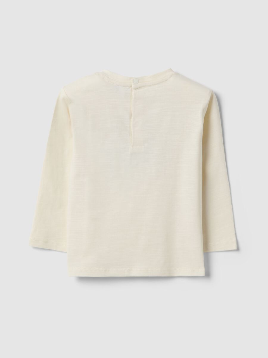 Camiseta blanca de beb&eacute; ni&ntilde;o en algod&oacute;n puro, corte regular, con estampado de osito_1