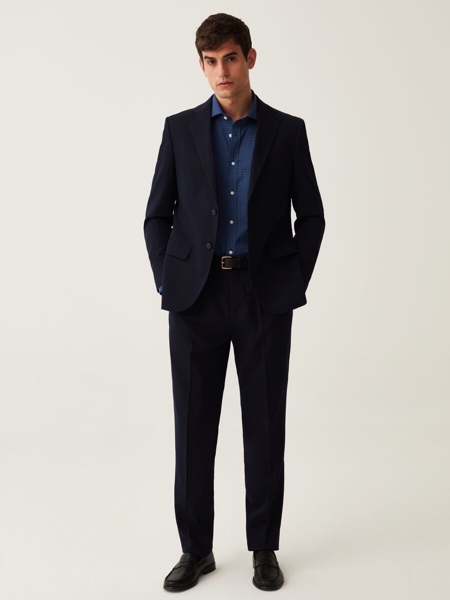Navy blue regular-fit trousers_0