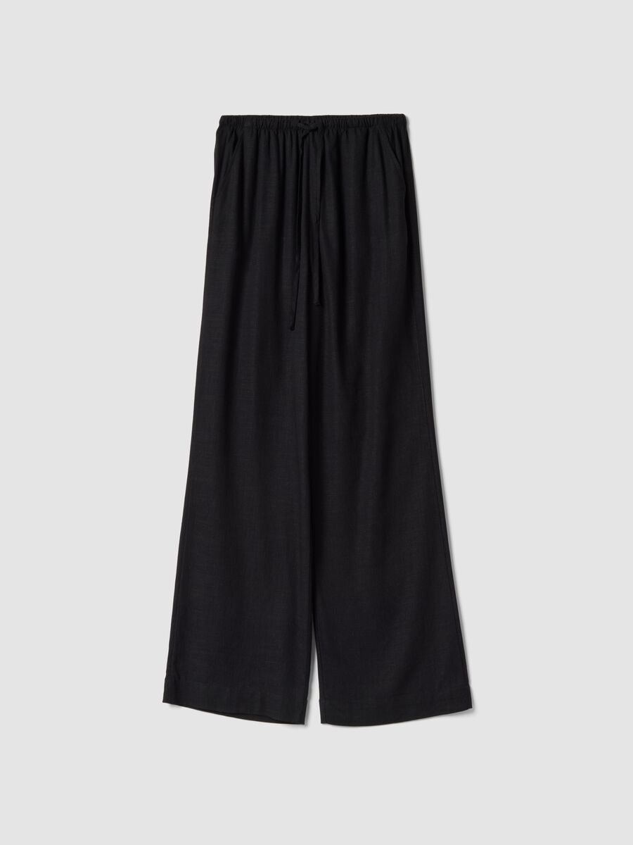 Black viscose and linen blend joggers &ndash; relaxed fit_4