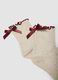 Beige organic cotton-blend socks with bow_1