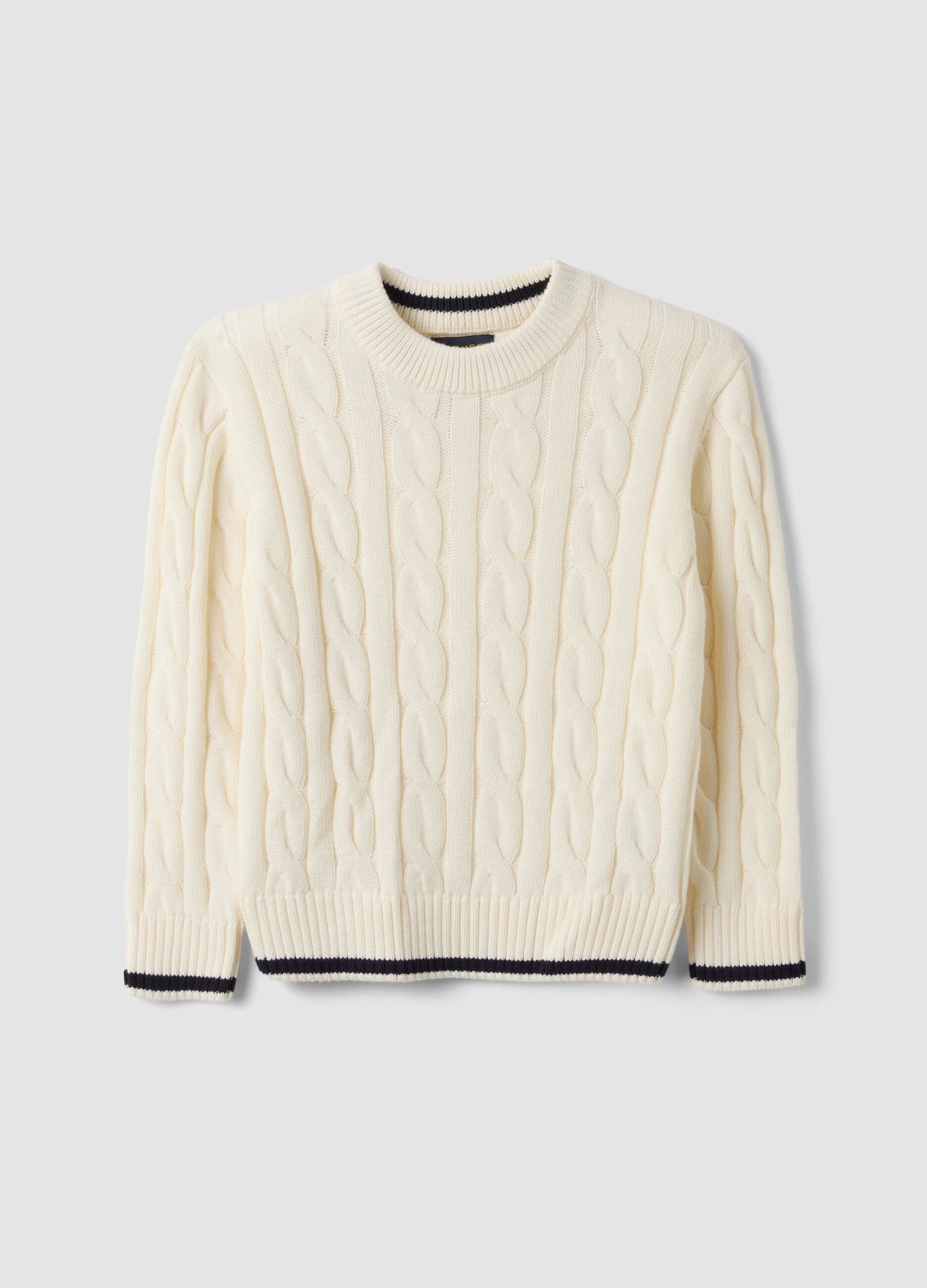Maglia bianca in puro cotone a trecce over fit per bambino