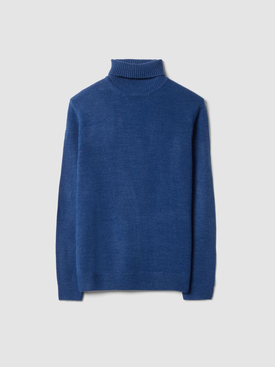 Maglia blu a dolcevita regular fit in jersey knit_0