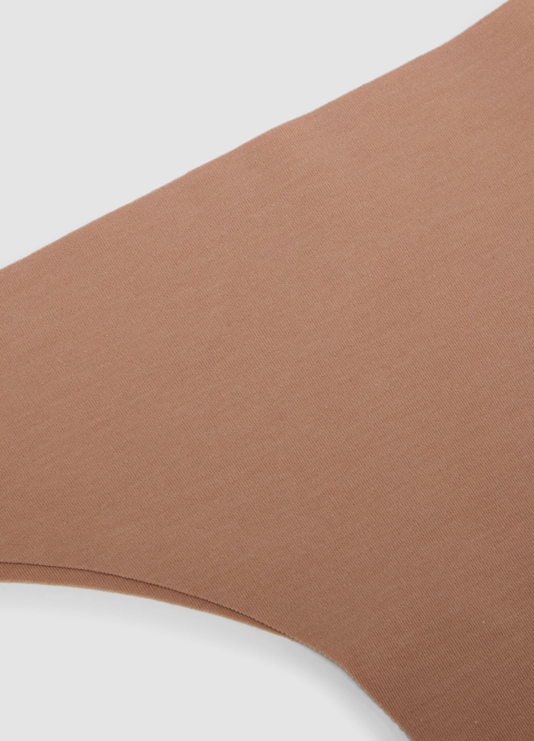 Beige regular fit stretch cotton Brazilian briefs