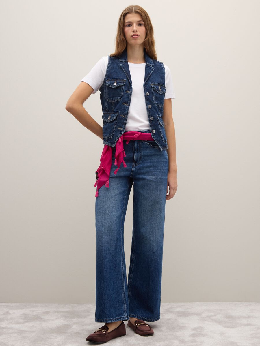 Slim fit pure cotton denim waistcoat_3