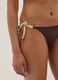 Brown stretch bikini bottoms with contrast tie sides_3