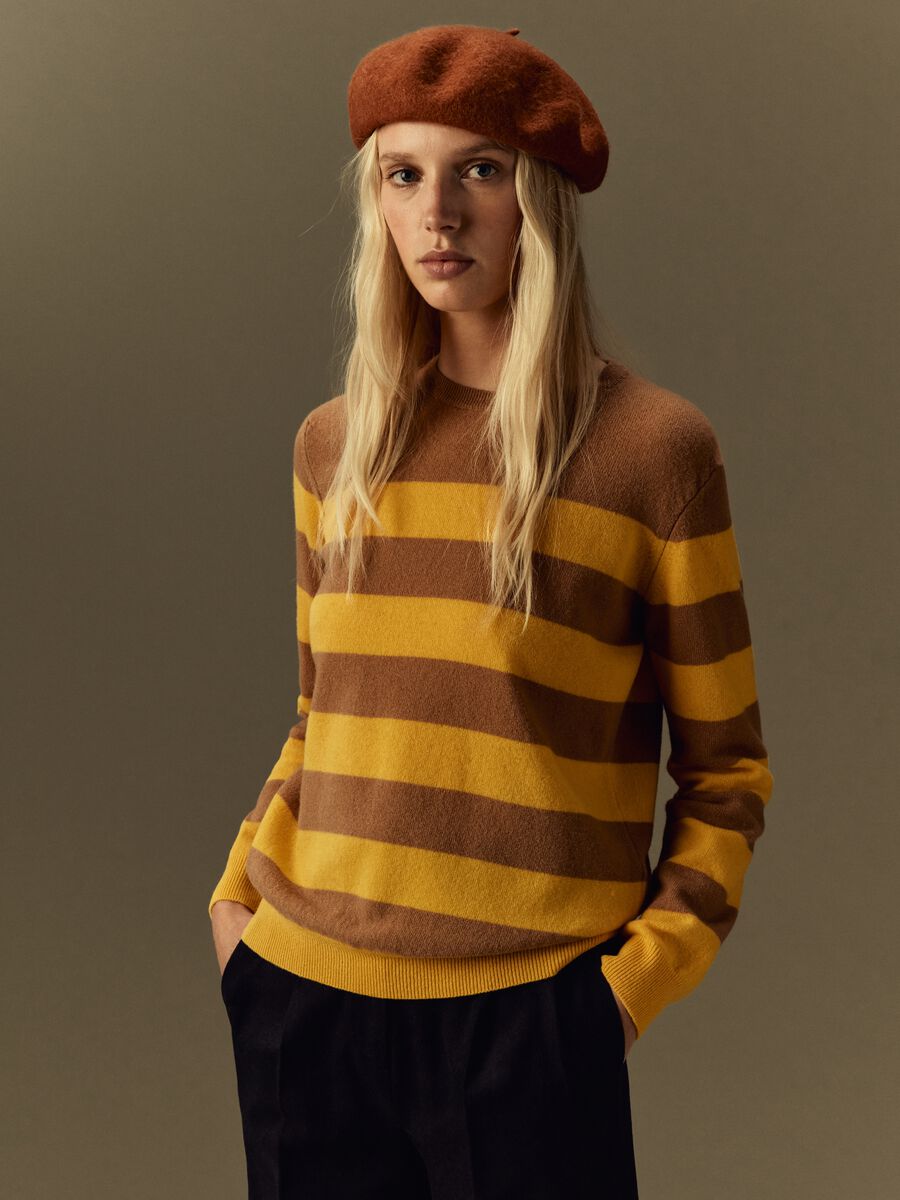 Striped pullover in wool and cashmere_0