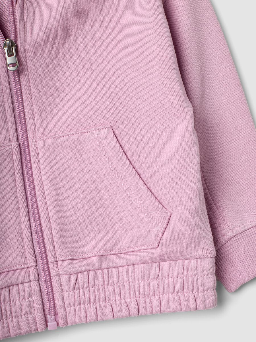 Pink organic cotton hooded sweatshirt with oversized fit for baby girl_3