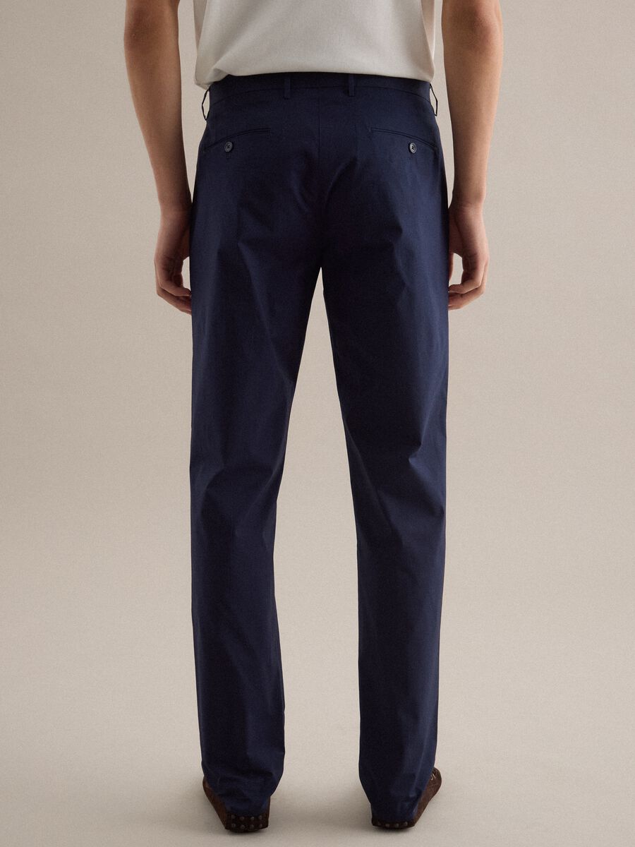 Blue Regular Fit Stretch Cotton Trousers_2