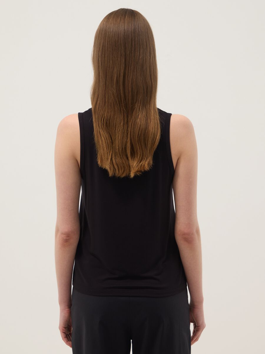 Black stretch viscose tank top_3