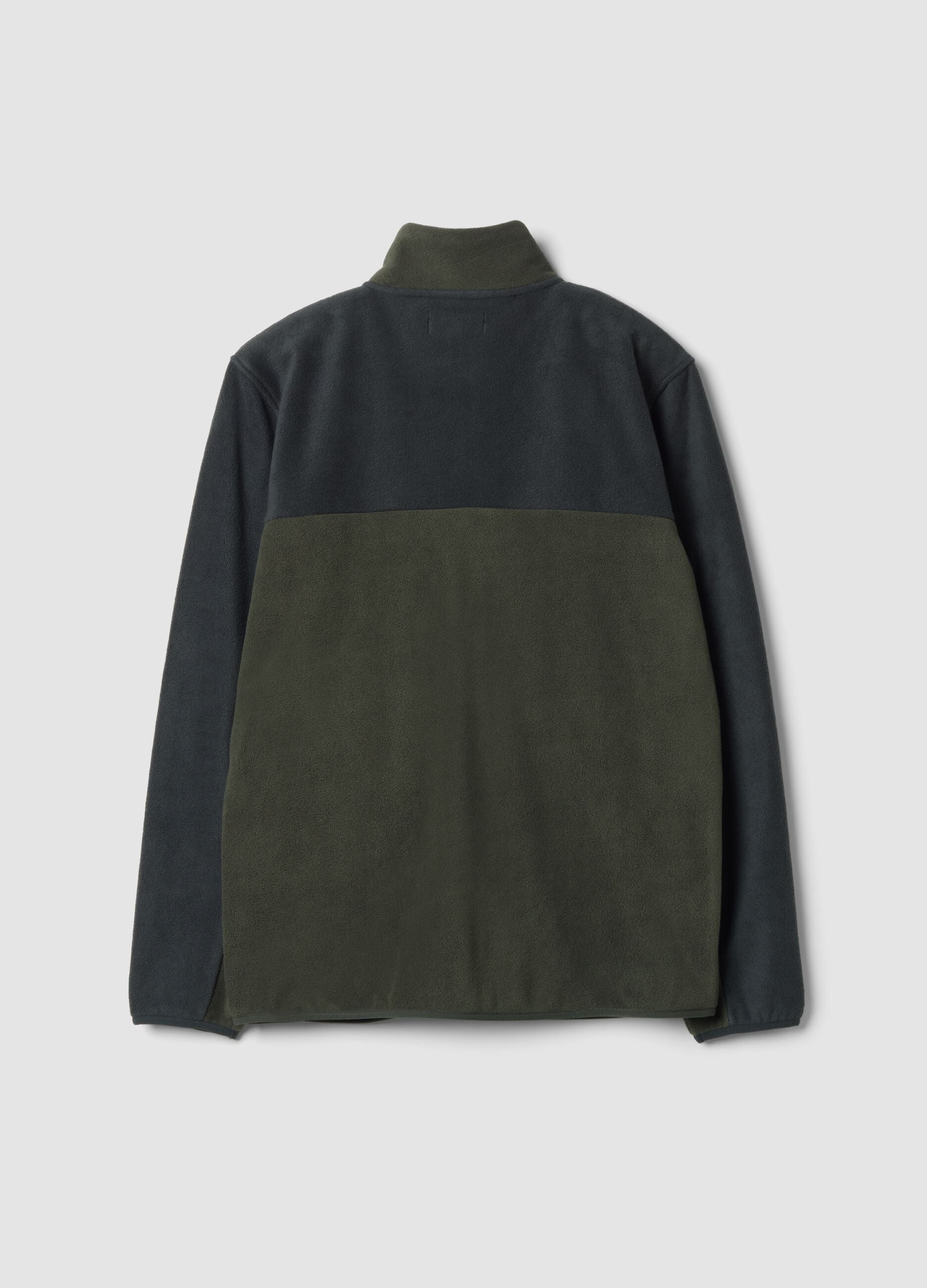 Green fleece zip-neck sweatshirt, regular fit