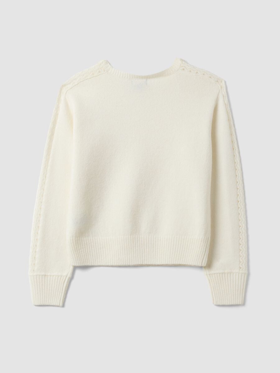 White crew-neck jumper in stretch wool blend_5