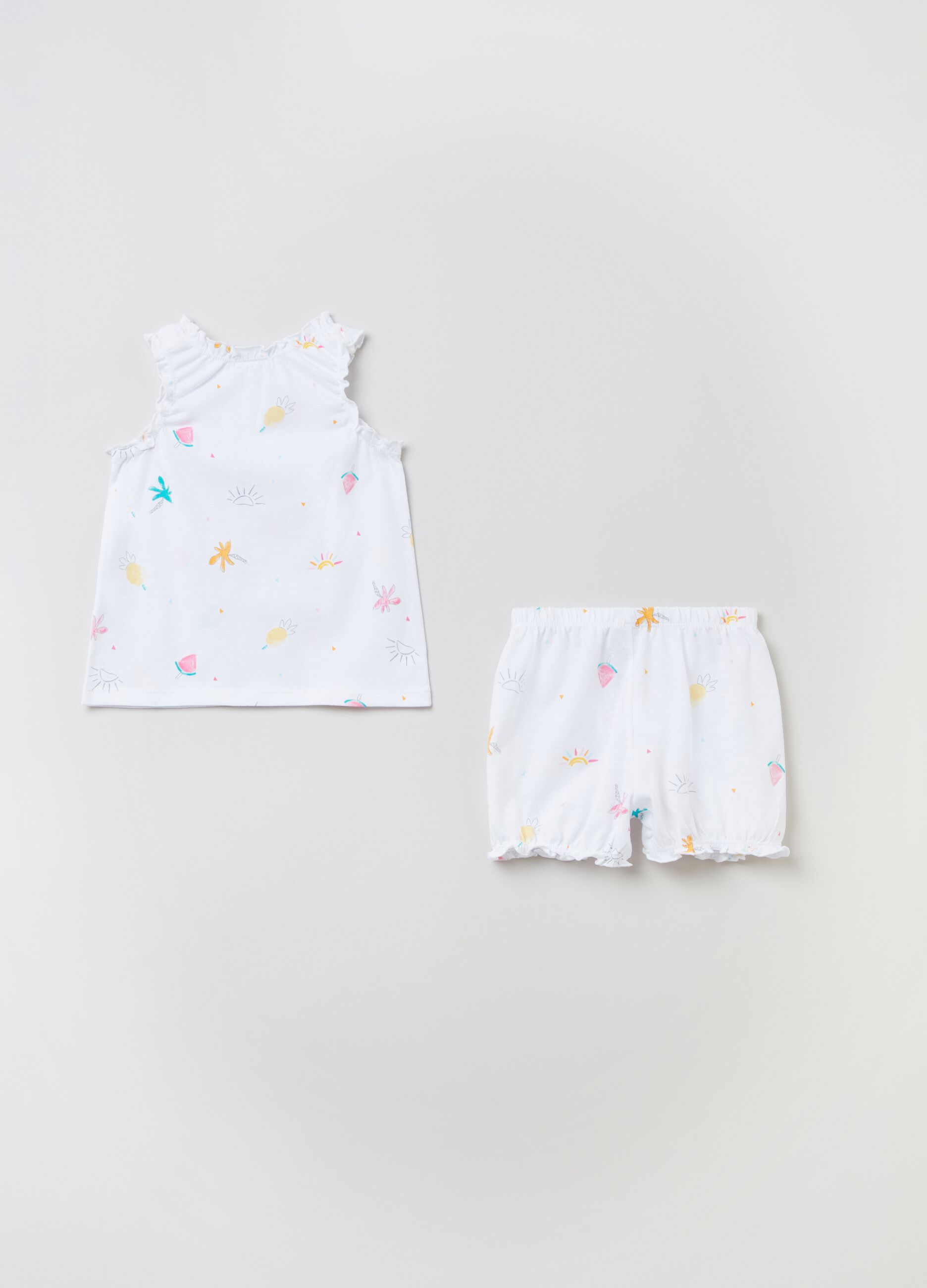 Pyjama tank top and shorts set in cotton