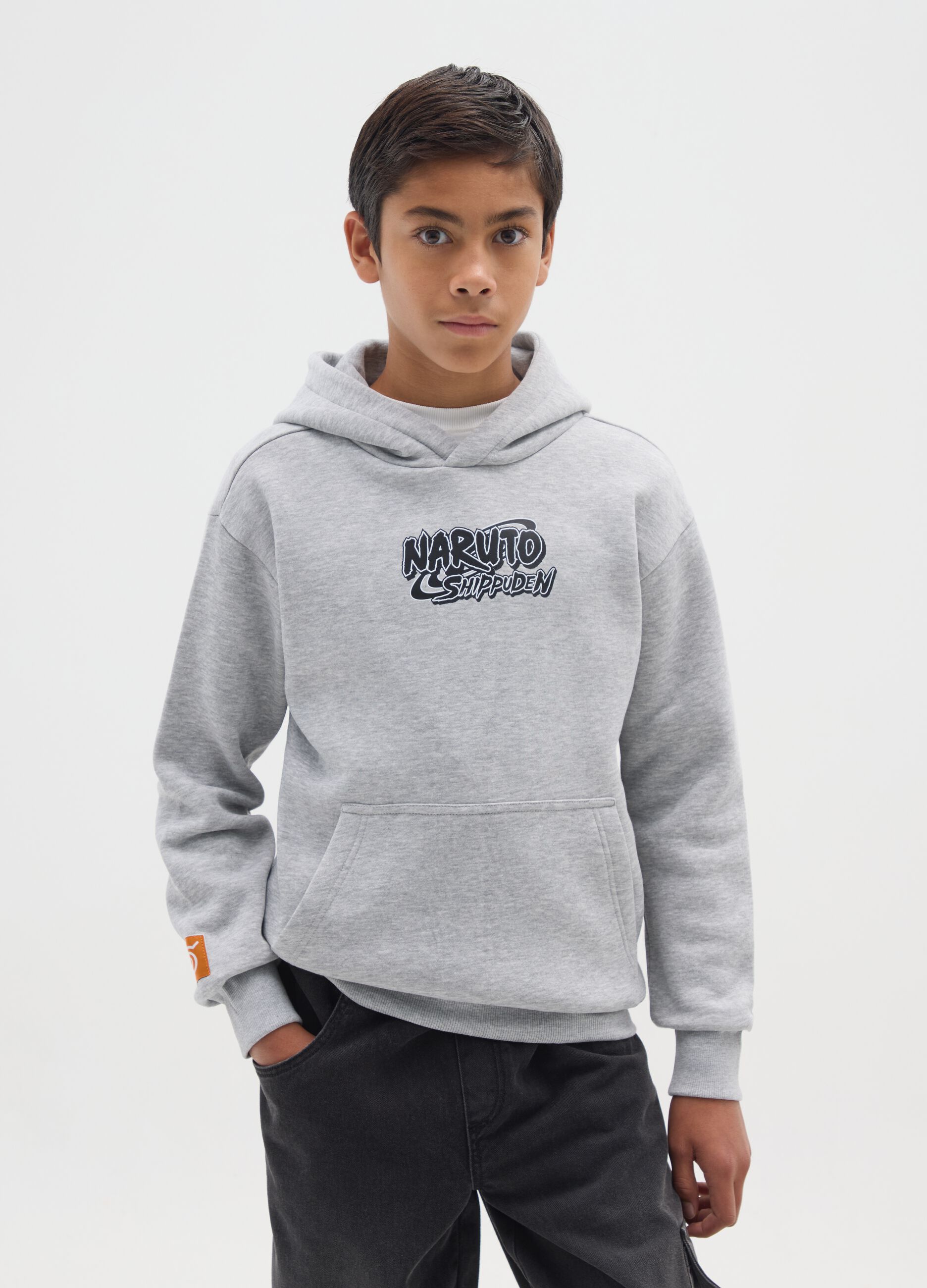 Kinder-Sweatshirt in grauem Baumwollmix mit Naruto-Logo